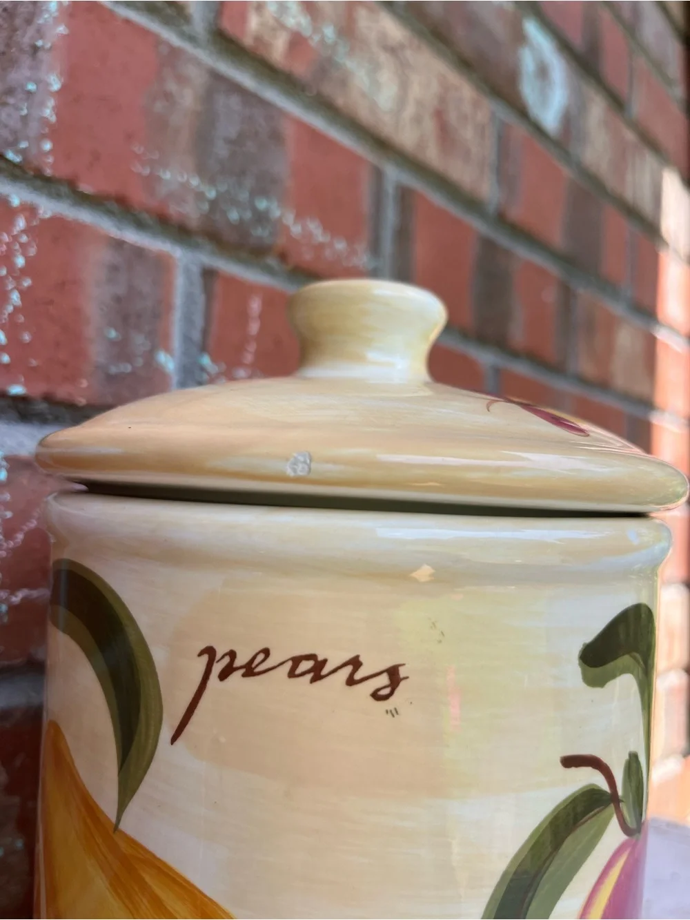 Pier 1 Provence Vintage Cottagecore Hand Painted Earthenware Fruit Cookie Jar